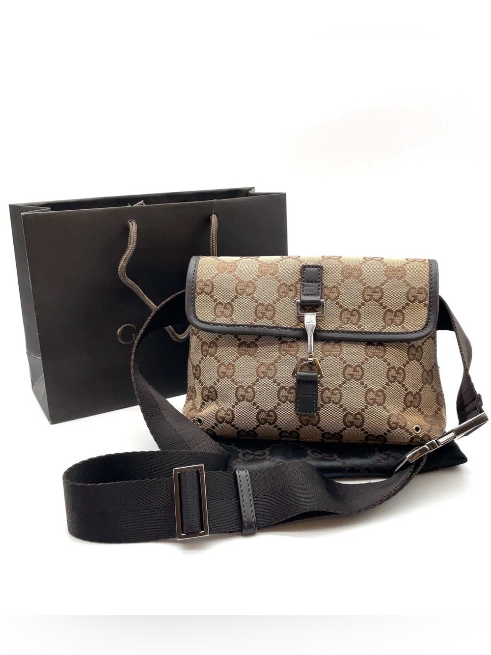 Authentic Gucci GG Canvas Belt Bag Shoulder Bag